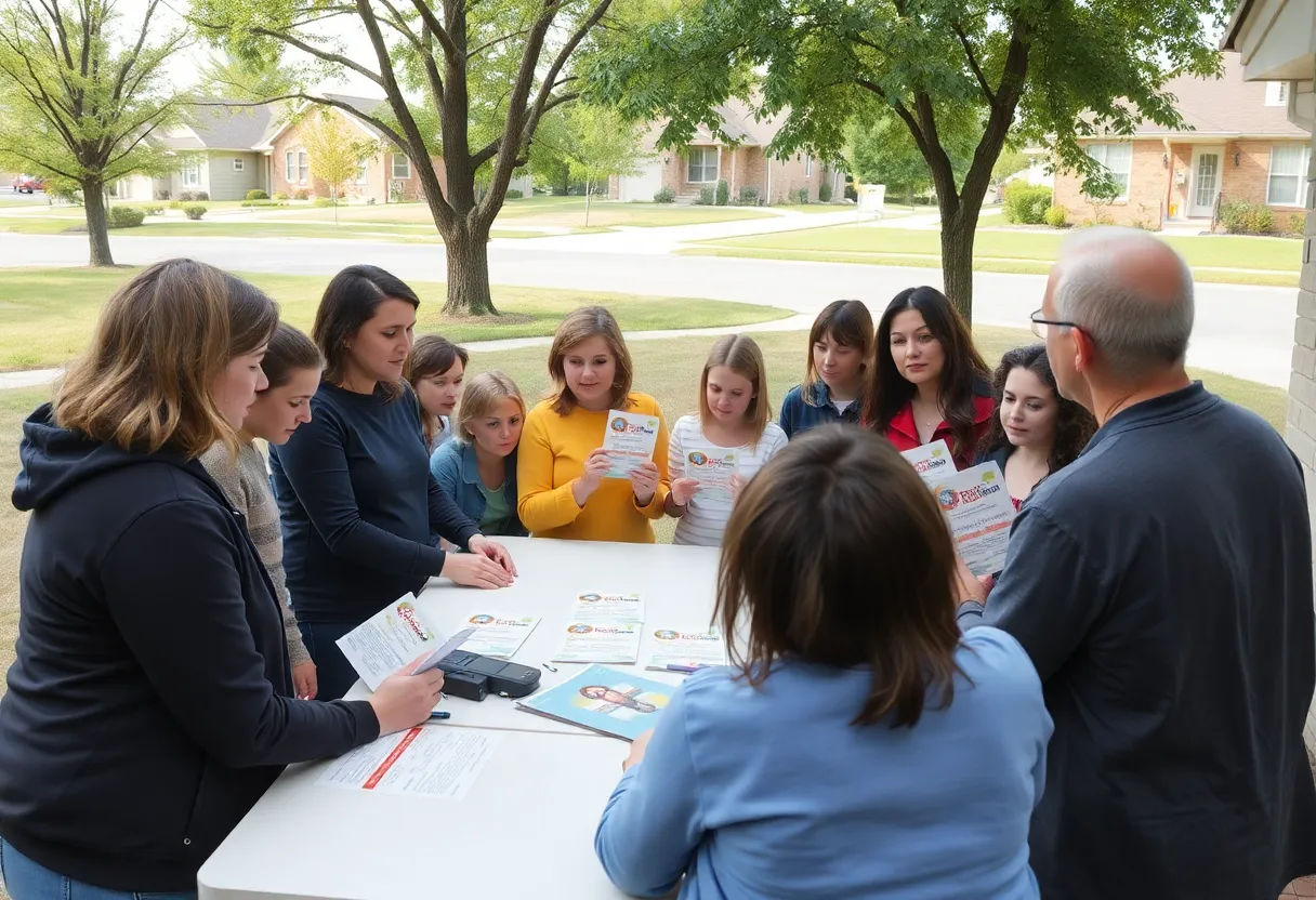 Community members discussing child safety issues