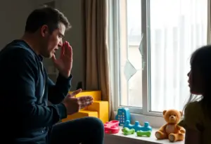 An illustration representing a domestic violence situation with elements suggesting family conflict.