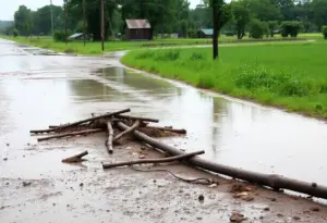 Cedar Creek Road flooded due to heavy rainfall