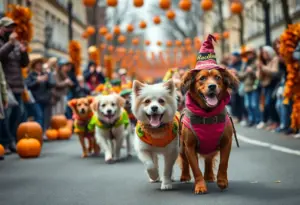 Dogs dressed in Halloween costumes during the Howl-O-Ween Dog Parade in Aiken.