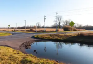 Road intersection in Neeses, South Carolina