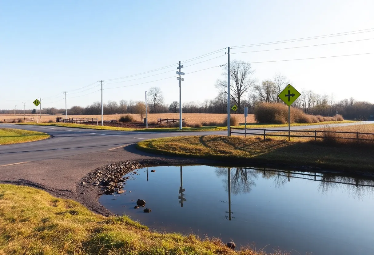 Road intersection in Neeses, South Carolina