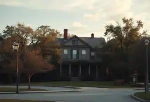 A vintage Southern town scene representing the setting of 'Are You Dead Yet?'