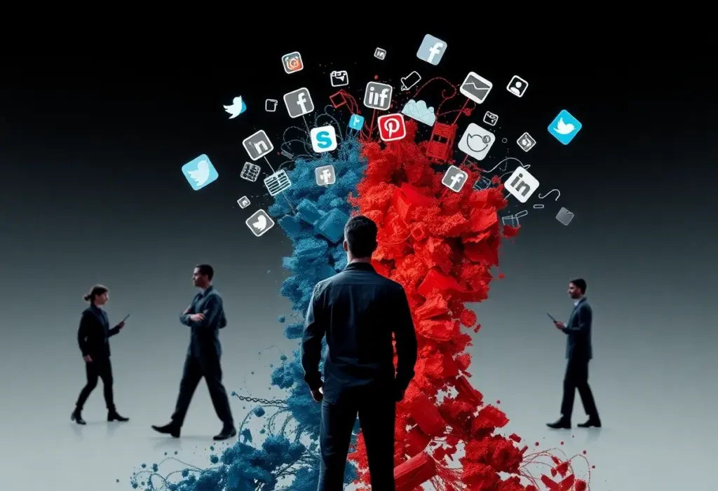 Abstract concept of military integrity and social media interactions