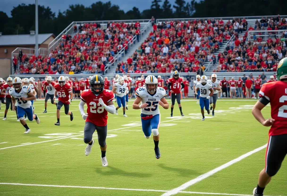 North Augusta Yellow Jackets football team playing on the field