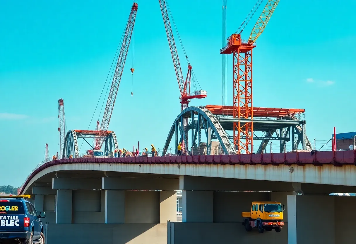 Construction workers at the Old Vaucluse Road Bridge replacement site