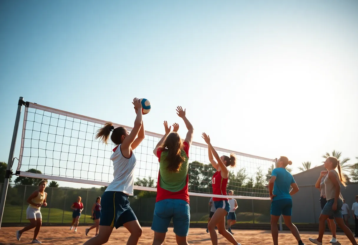 South Aiken volleyball players in action during a match