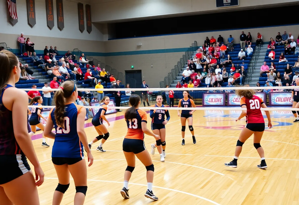 South Aiken volleyball team competing in a match