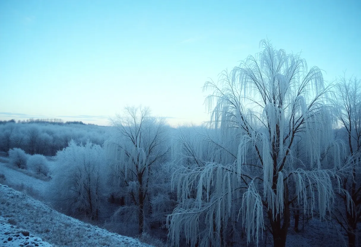 Winter storm landscape in the Midlands of South Carolina
