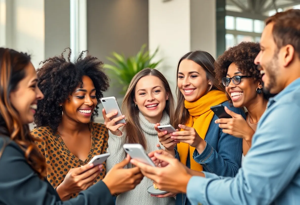 Diverse micro-influencers interacting with followers on social media