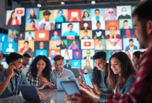 People engaging on social media platforms forming a community.