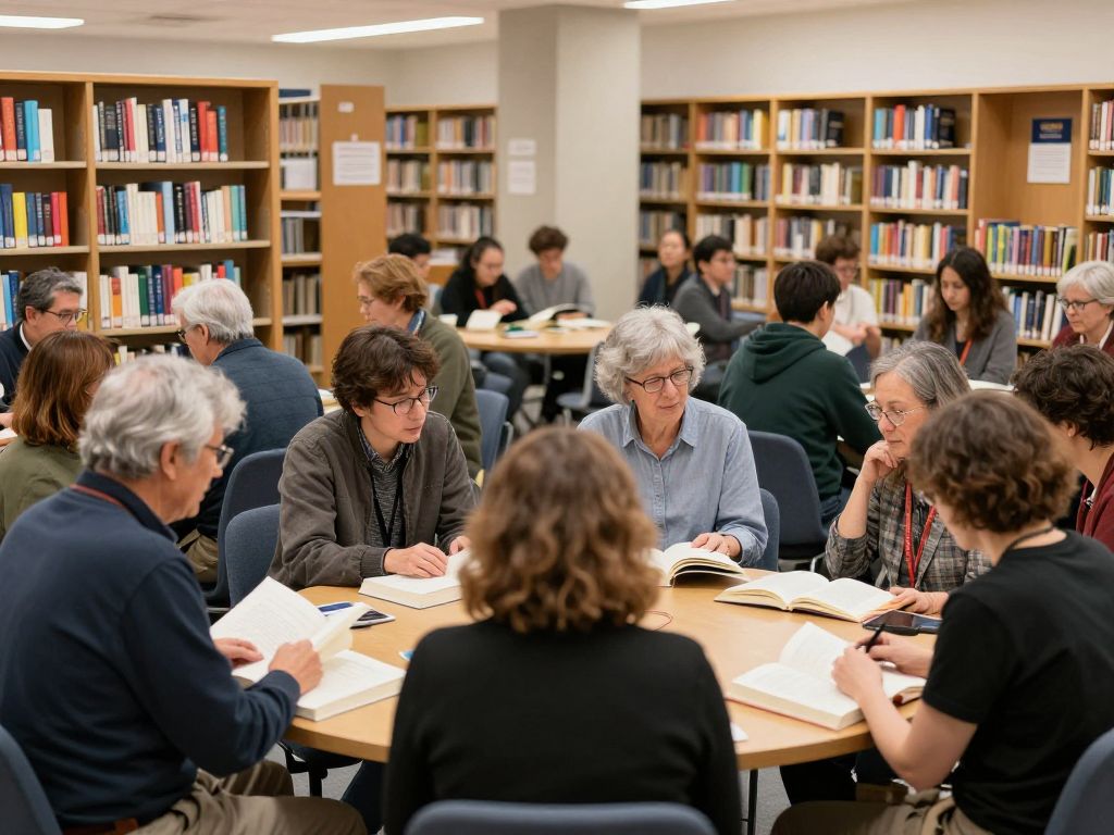 Residents gathering at Aiken County Public Library for a literary event.