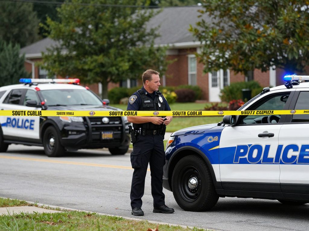 Police officers at a disturbance scene in Aiken SC