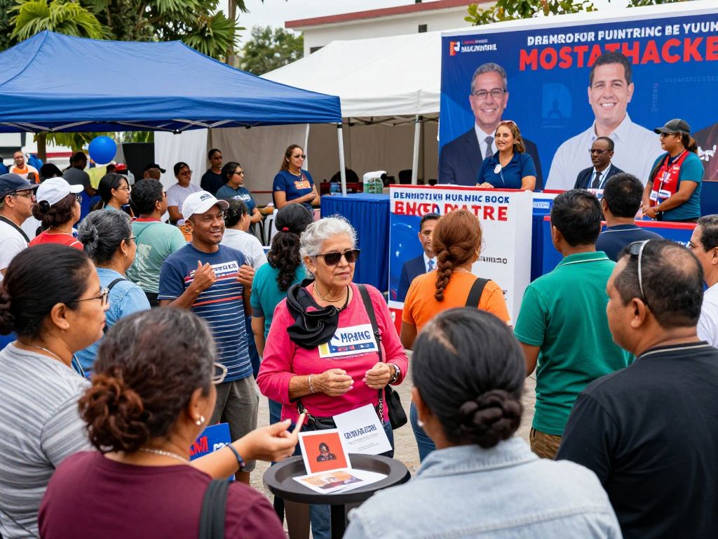 Community members engage during a political campaign event in Aiken SC.