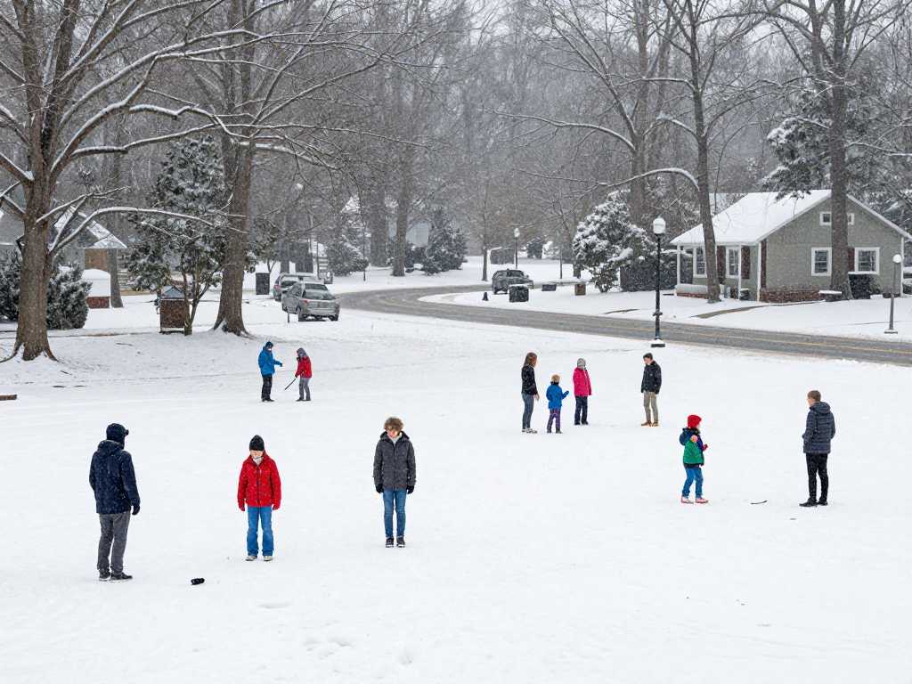 Families enjoying snow day in Aiken SC