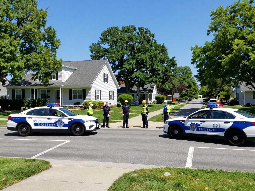 Police and emergency responders at the intersection in Aiken, South Carolina after a shooting incident.