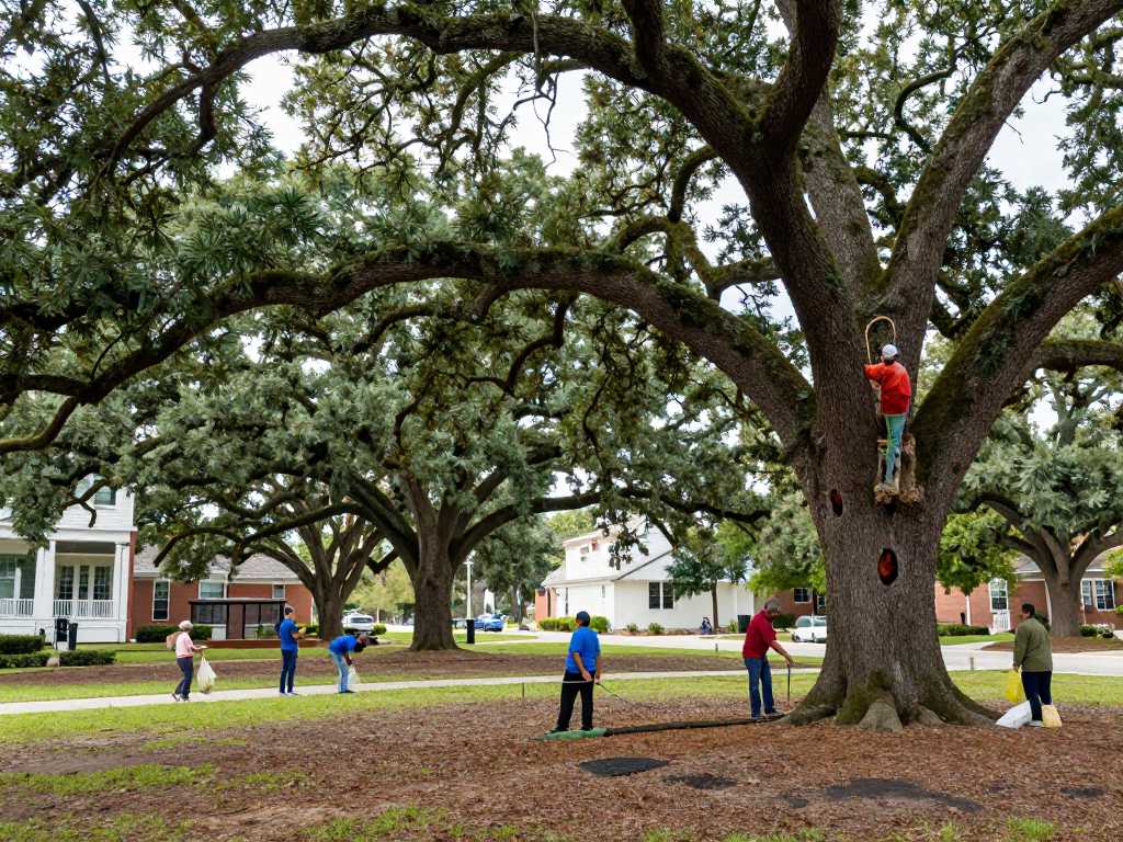 Lush Water Oaks in Aiken, South Carolina affected by Oak Wilt disease