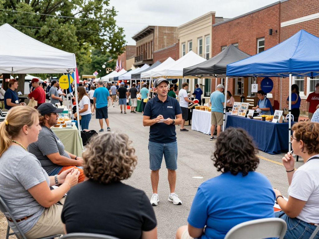 Vibrant scene from Aiken's Makin' Festival with local artists and vendors.