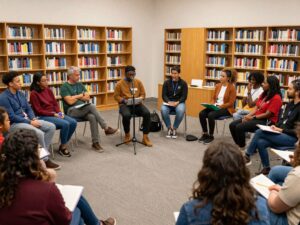Community members gathered at Aiken's Open Mic Night event