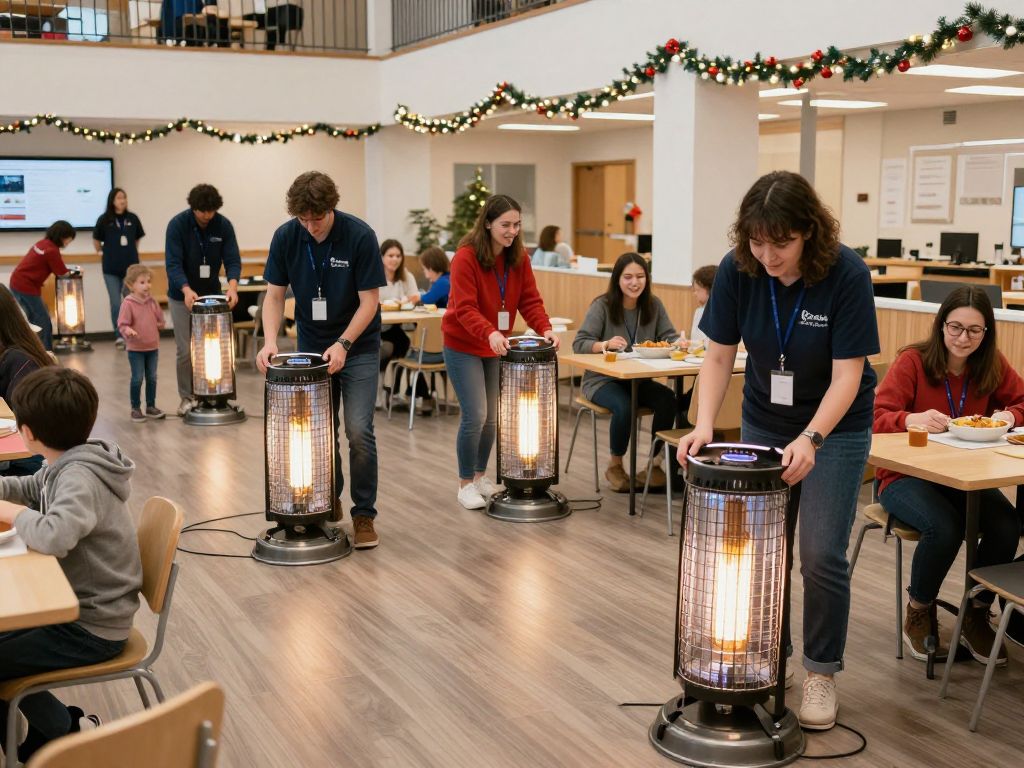 Volunteers providing space heaters at Augusta community center