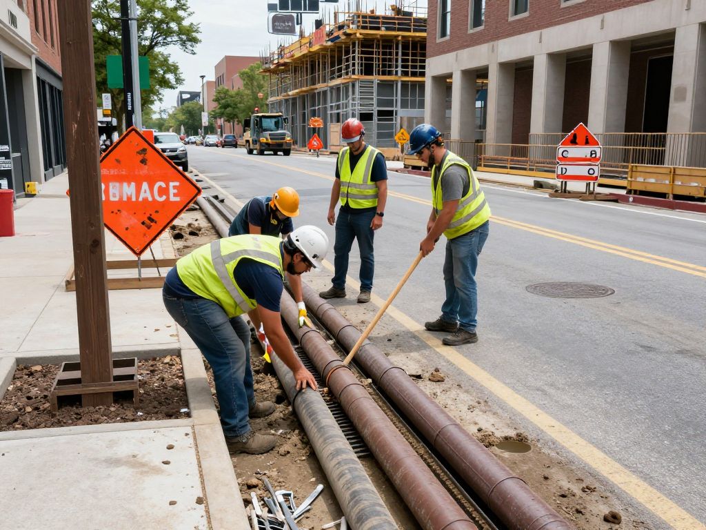 Construction works at Telfair Street in Augusta for drainage project