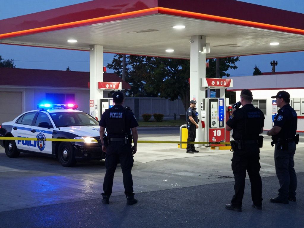 Police presence at Circle K gas station in Aiken County during an investigation.