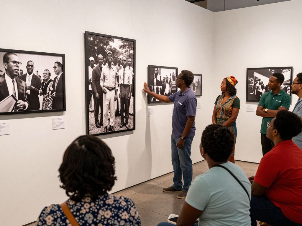 Photographs from the Civil Rights Movement on display at an exhibition