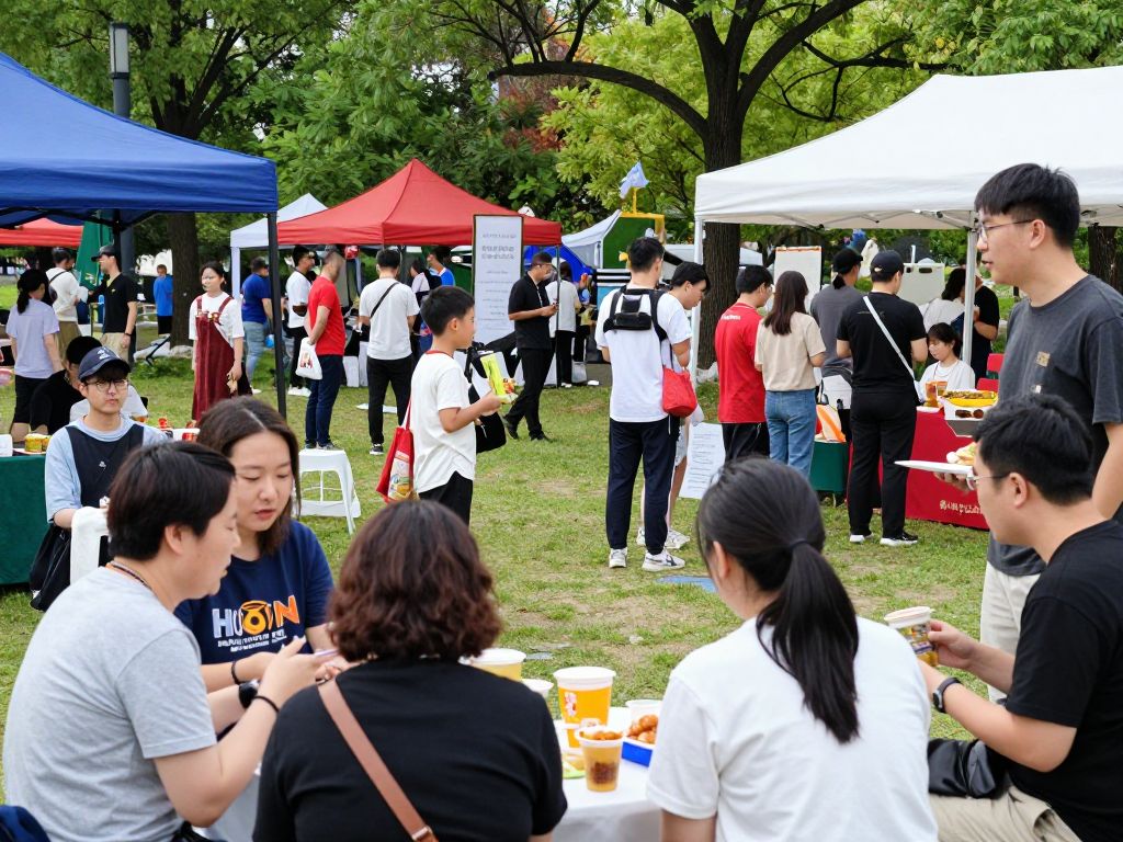 Community members participating in local events in a park