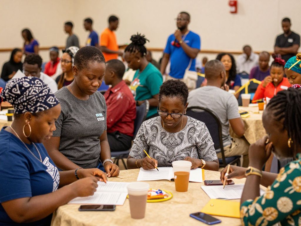 People engaging in community activities at New Covenant Church in Kingstree, SC.