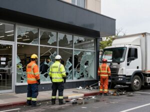 Dollar General store in Tignall with signs of damage after a truck crash