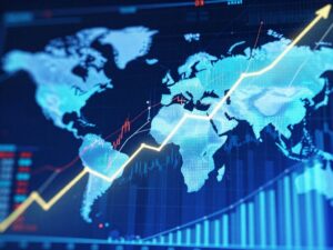 Abstract economic growth visualization with charts