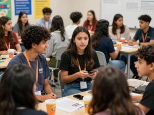 Youth participating in networking activities at the Edgefield Gala