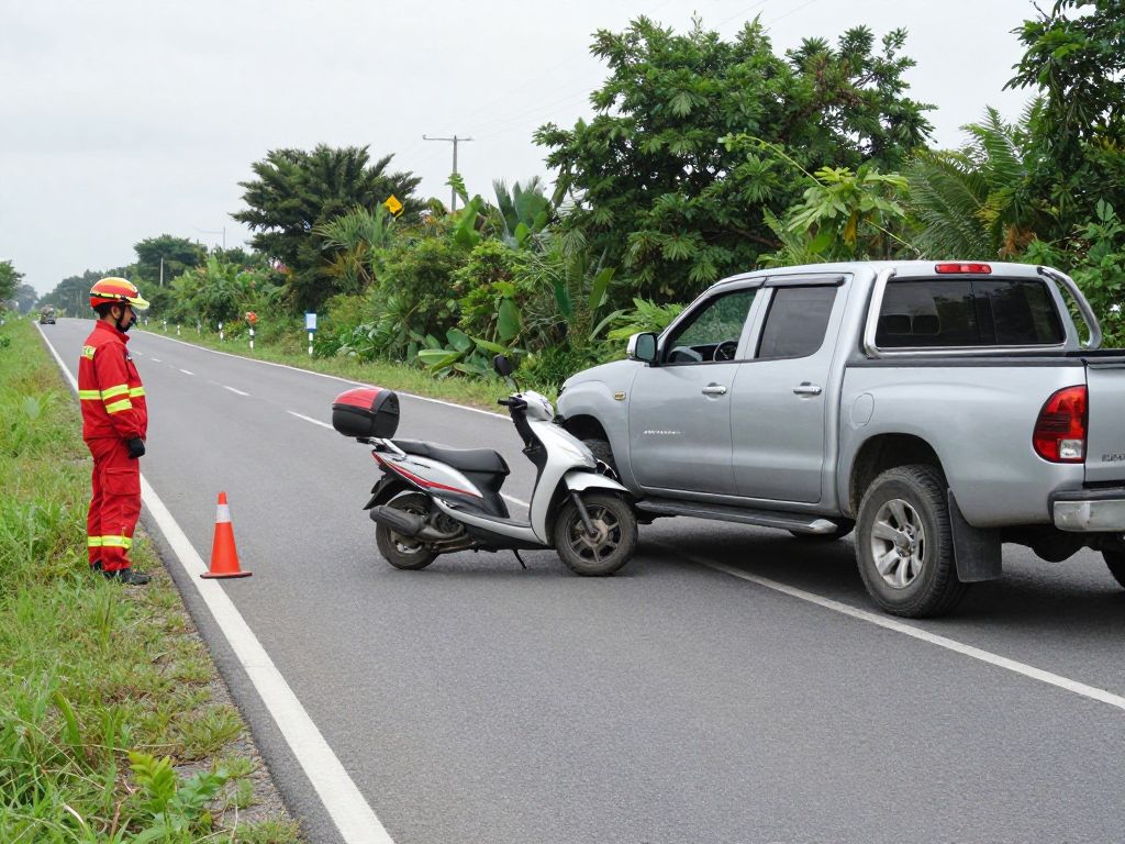 Scene of a fatal collision in Aiken County involving a moped and a pickup truck.