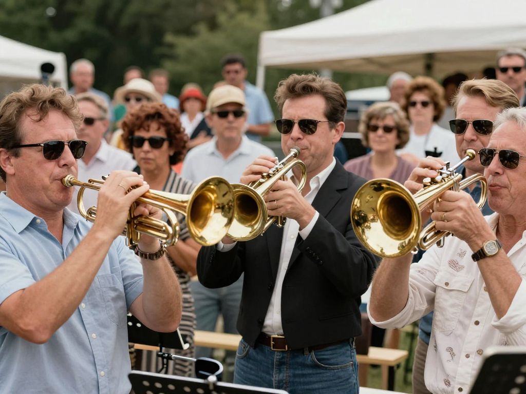 Audience enjoying the Golden Oldies concert with musicians performing on stage.