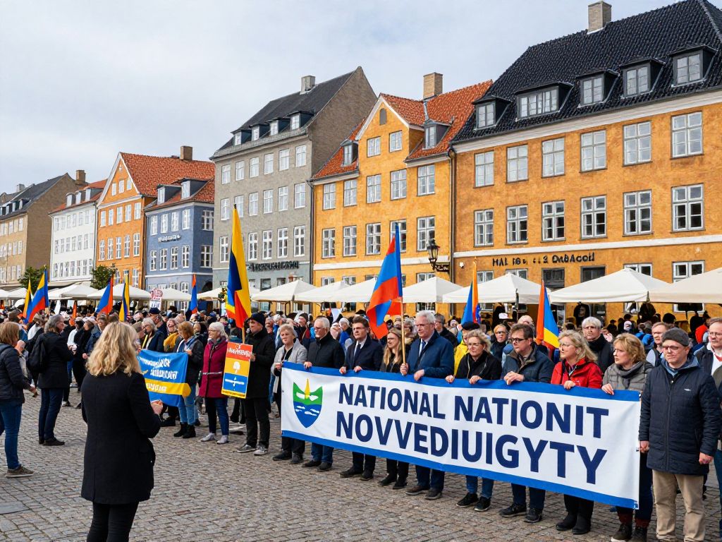 Crowd protesting for Greenland's sovereignty