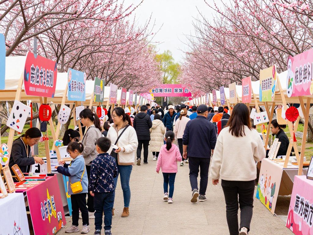 Family and vendors enjoying the Johnston Peach Blossom Festival