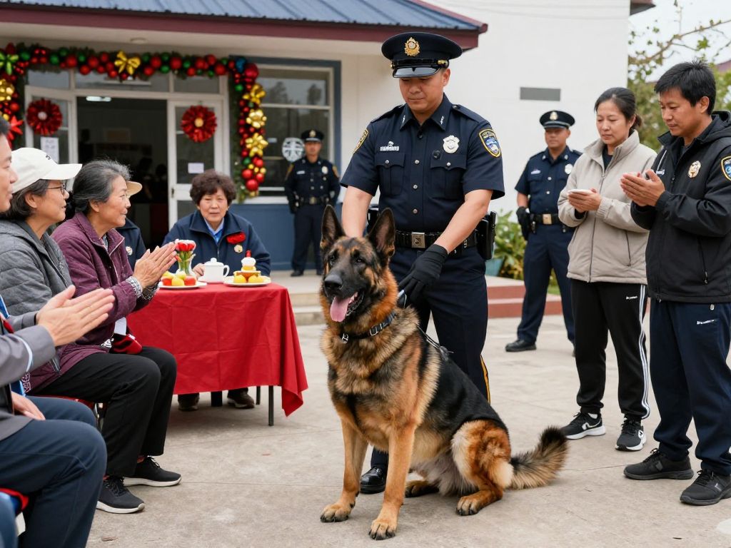 Community members honoring K9 Lucia during her retirement ceremony.