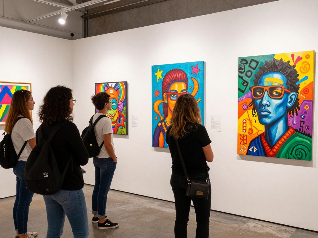 Artworks displayed at the Keith Haring exhibition