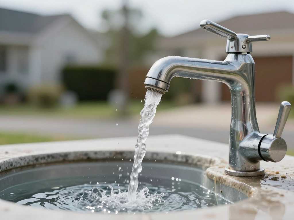 Faucet pouring boiling water symbolizing a boil water advisory