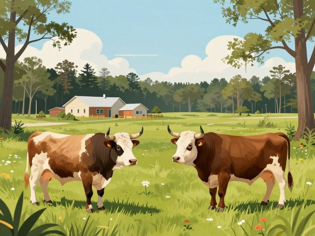 Two bulls in a rural area of Beech Island, SC