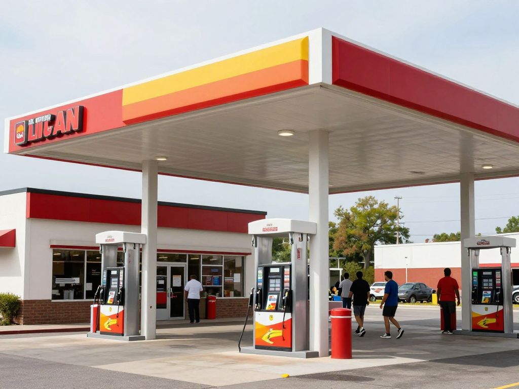 Parker's Kitchen gas station and Southern comfort food restaurant exterior