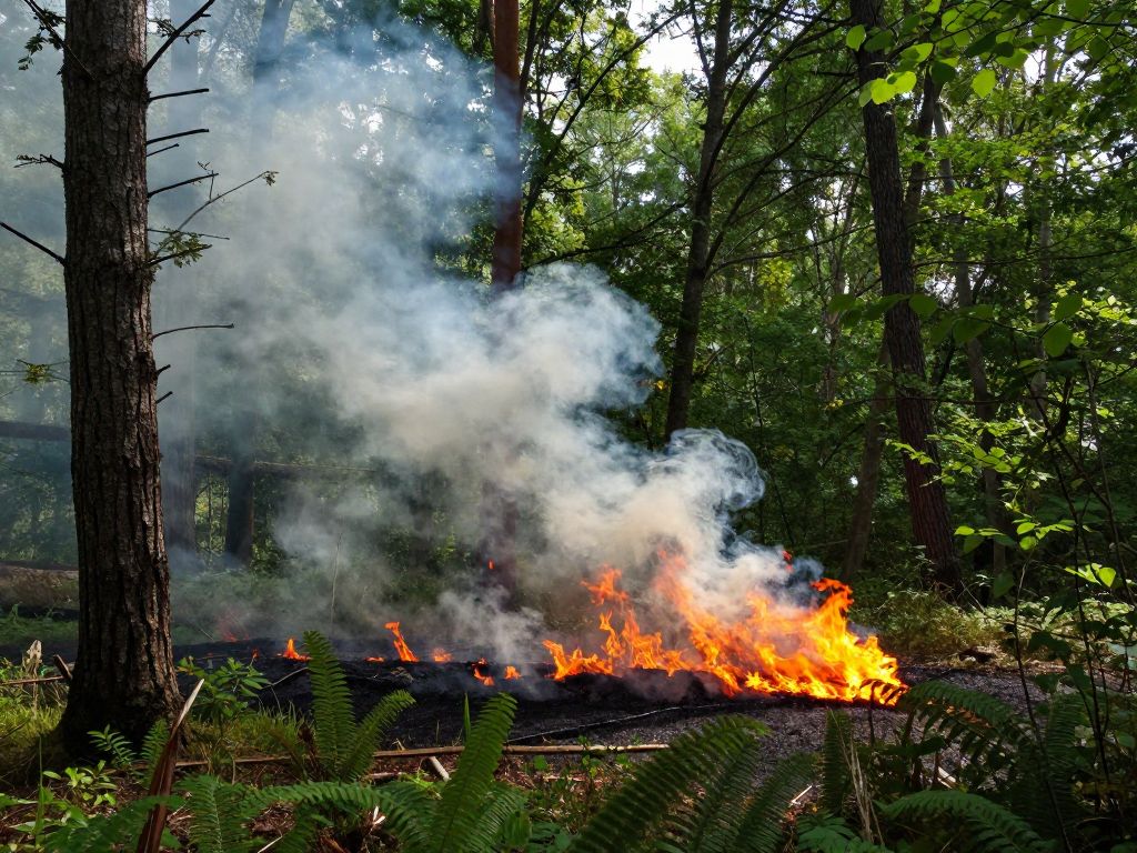 Controlled fire in Hitchcock Woods during prescribed burning