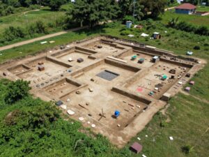 Excavation at Savannah River Site revealing historical artifacts
