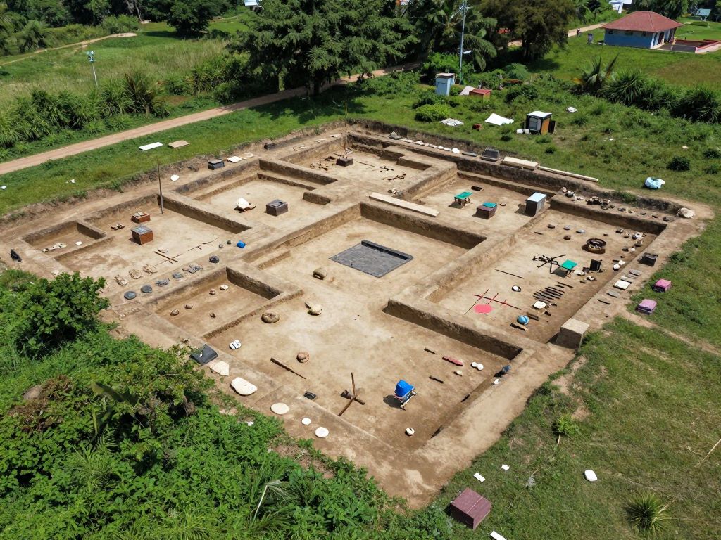 Excavation at Savannah River Site revealing historical artifacts