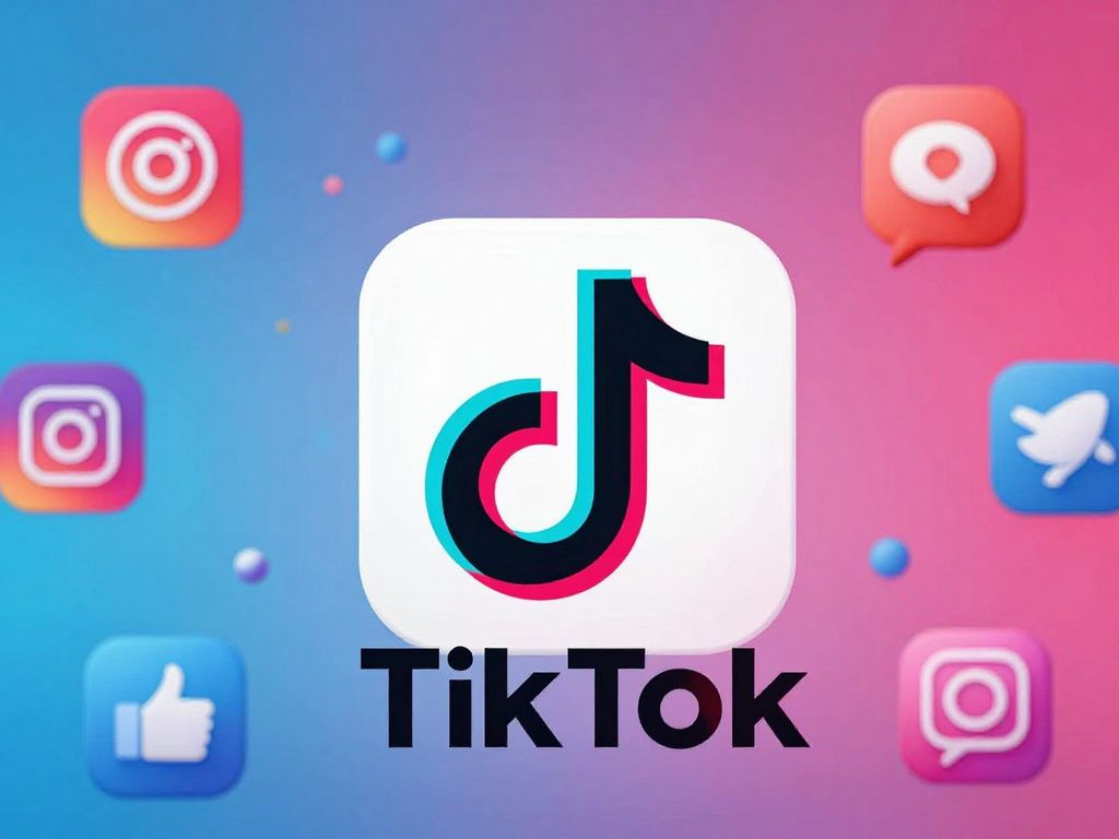 TikTok logo surrounded by social media icons representing digital economy.