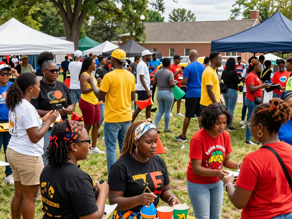 Community members celebrating Black History Month with joy and unity