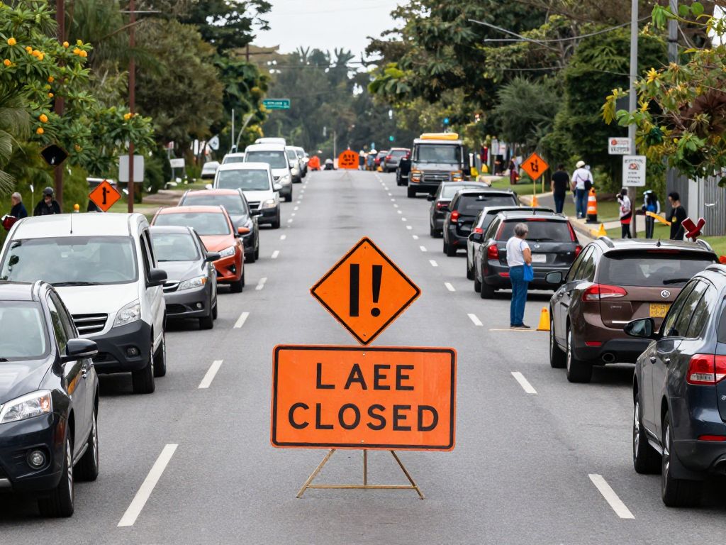 Traffic on Wrightsboro Road during lane closure
