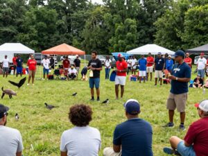 Aiken residents celebrating community and wildlife at an outdoor event