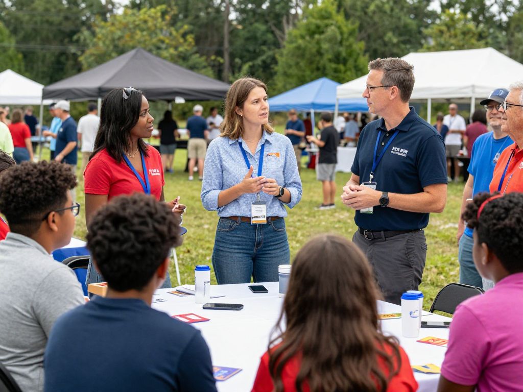 Community leaders and youth in Aiken, SC, working together