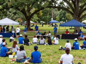 Aiken community members engaging in various events in a park